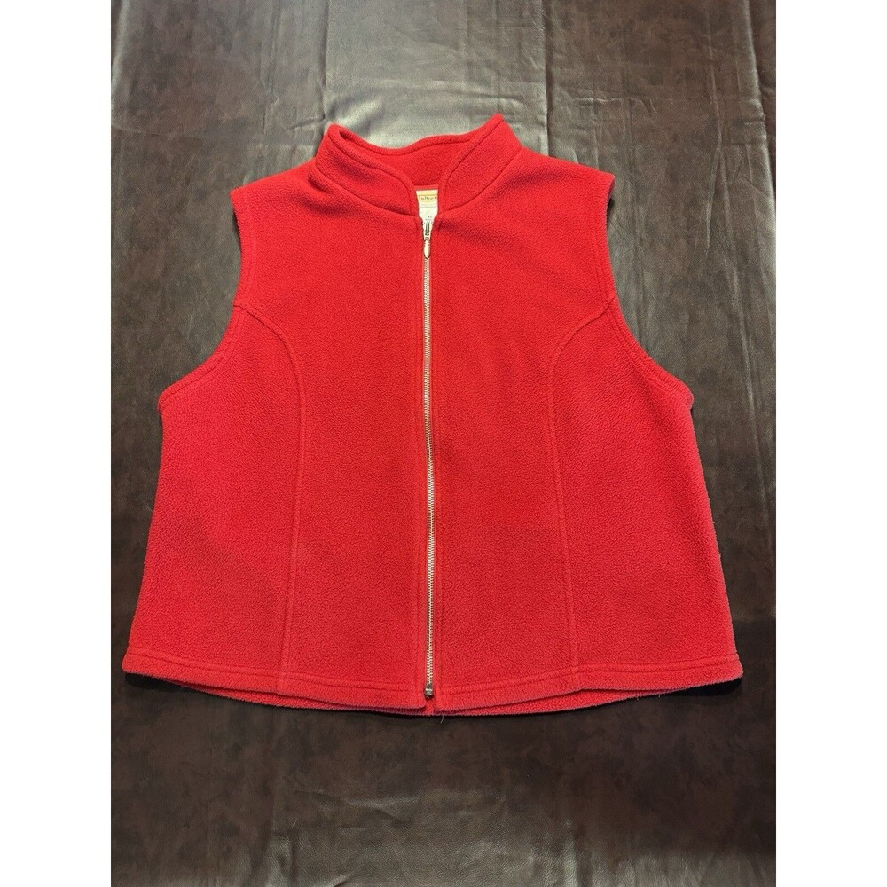 Vintage Talbot's Red Fleece Zip Vest XL Made in USA 100% Polyester
